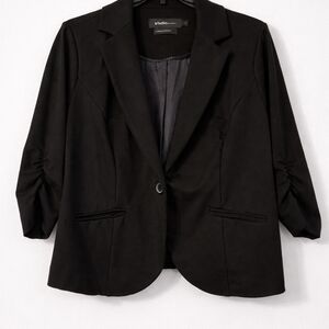 Studio Black Ruched-Sleeve Women's Blazer Jacket